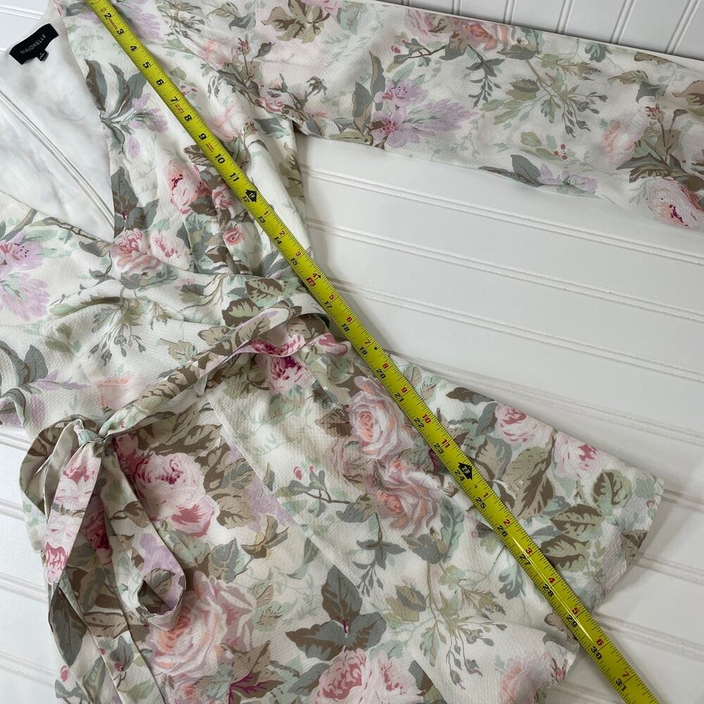 Majorelle Rosebud Floral Belted Faux Wrap Long Sleeve Romper Size M Boho Chic - Picture 11 of 11